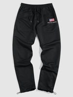 ZAFUL Pantalon Drapeau Américain Lettre Brodée S Noir