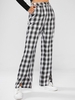 ZAFUL Pantalon Droit à Carreaux à Ourlet Fendu M Noir
