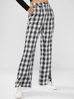 ZAFUL Pantalon Droit à Carreaux à Ourlet Fendu M Noir