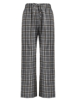 ZAFUL Pantalon Droit à Carreaux en Flanelle à Cordon S Gris clair