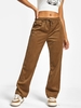 ZAFUL Pantalon Droit à Cordon en Velours Côtelé M Café