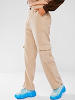 ZAFUL Pantalon Droit à Taille Haute en Velours Côtelé avec Poche M Café lumière