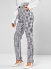ZAFUL Pantalon Droit avec Poche en Vichy S Noir