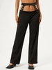 ZAFUL Pantalon Droit Découpé Bouclé Détaillé M Noir