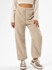 ZAFUL Pantalon en Fausse Fourrure avec Rebords à Revers M Kaki léger