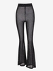 ZAFUL Pantalon Evasé Brillant en Maille Transparente S Noir