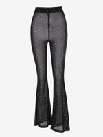 ZAFUL Pantalon Evasé Brillant en Maille Transparente S Noir