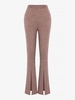 ZAFUL Pantalon Evasé Chiné à Ourlet Fendu en Jersey S Café profond