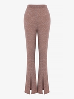 ZAFUL Pantalon Evasé Chiné à Ourlet Fendu en Jersey S Café profond