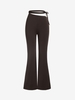 ZAFUL Pantalon Evasé Découpé à Taille Nouée L Café profond