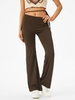 ZAFUL Pantalon Evasé Découpé à Taille Nouée S Café profond