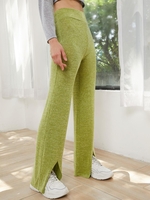 ZAFUL Pantalon Evasé Jersey Taille Haute à Ourlet Fendu S Vert clair