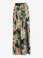 ZAFUL Pantalon Fendu à Imprimé Fleuri Feuille à Jambe Large L Bleu profond