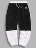 ZAFUL Pantalon Fourré Lettre Applique Contrasté en Fausse Fourrure 2xl Noir