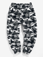ZAFUL Pantalon Fourré Motif de Léopard en Fausse Fourrure L Camouflage de neige