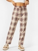 ZAFUL Pantalon Fuselé à Carreaux à Taille Haute M Café lumière