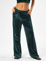 ZAFUL Pantalon Jambe Large à Taille Haute en Velours M Vert profond