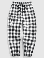 ZAFUL Pantalon Motif à Carreaux avec Poche Xl Noir