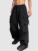 ZAFUL Pantalon Parachute Cargo Lâche à Pieds Etroits avec Poche à Cordon L Noir