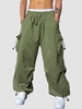 ZAFUL Pantalon Parachute Cargo Lâche à Pieds Etroits avec Poche à Cordon S Vert clair