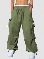 ZAFUL Pantalon Parachute Cargo Lâche à Pieds Etroits avec Poche à Cordon S Vert clair