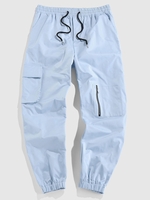 ZAFUL Pantalon Technique en Couleur Unie avec Multi-Poches Xxl Bleu clair