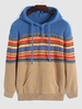 ZAFUL Pull à Capuche à Imprimé Ethnique Bouton Design S Café