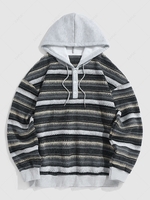 ZAFUL Pull à Capuche Fourré en Blocs de Couleurs avec Bouton en Maille M Gris foncé
