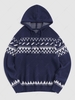 ZAFUL Pull à Capuche Tribal en Jacquard à Imprimé Ethnique Aztèque L Bleu profond