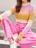 ZAFUL Pull Ajouré en Blocs de Couleurs L