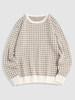 ZAFUL Pull Carreaux à Grille Graphique Maille Xxl Blanc