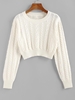 ZAFUL Pull Court Ajouré en Tricot à Câble Maille L Blanc
