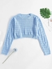 ZAFUL Pull Court en Tricot en Couleur Unie S Bleu clair