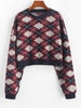 ZAFUL Pull Court Motif de Losange en Laine M Bleu de minuit