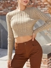 ZAFUL Pull Court Moulant en Tricot à Câble M Café