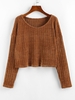 ZAFUL Pull Côtelé à Goutte Epaule en Chenille Maille M Brun légère