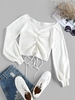ZAFUL Pull Côtelé Sanglé à Manches Raglan Xl Blanc
