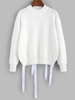 ZAFUL Pull Embelli de Ruban à Goutte Epaule S Blanc