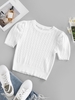 ZAFUL Pull en Tricot à Câble à Manches Bouffantes Maille S Blanc