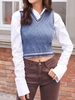 ZAFUL Pull en Tricot Losange Rayé S Bleu