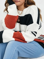 ZAFUL Pull Epais Rayé Coloré Grande Taille