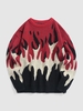 ZAFUL Pull Feuille avec Lettre Esthétique Y2K M Rouge