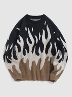 ZAFUL Pull Feuille avec Lettre Esthétique Y2K Xl Café