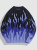 ZAFUL Pull Feuille avec Lettre Esthétique Y2K Xxl Bleu