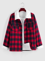 ZAFUL Pull Fourré Motif à Carreaux Xxl Rouge