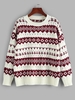 ZAFUL Pull Géométrique en Tricot à Goutte Epaule L Rouge foncé