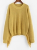 ZAFUL Pull Lâche à Goutte Epaule avec Frange S Verge d