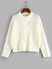ZAFUL Pull Lâche en Tricot à Câble à Goutte Epaule L Blanc