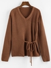 ZAFUL Pull Lâche Noué à Col V M Café