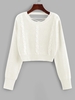 ZAFUL Pull Maille Court Croisé en Tricot à Câble L Blanc